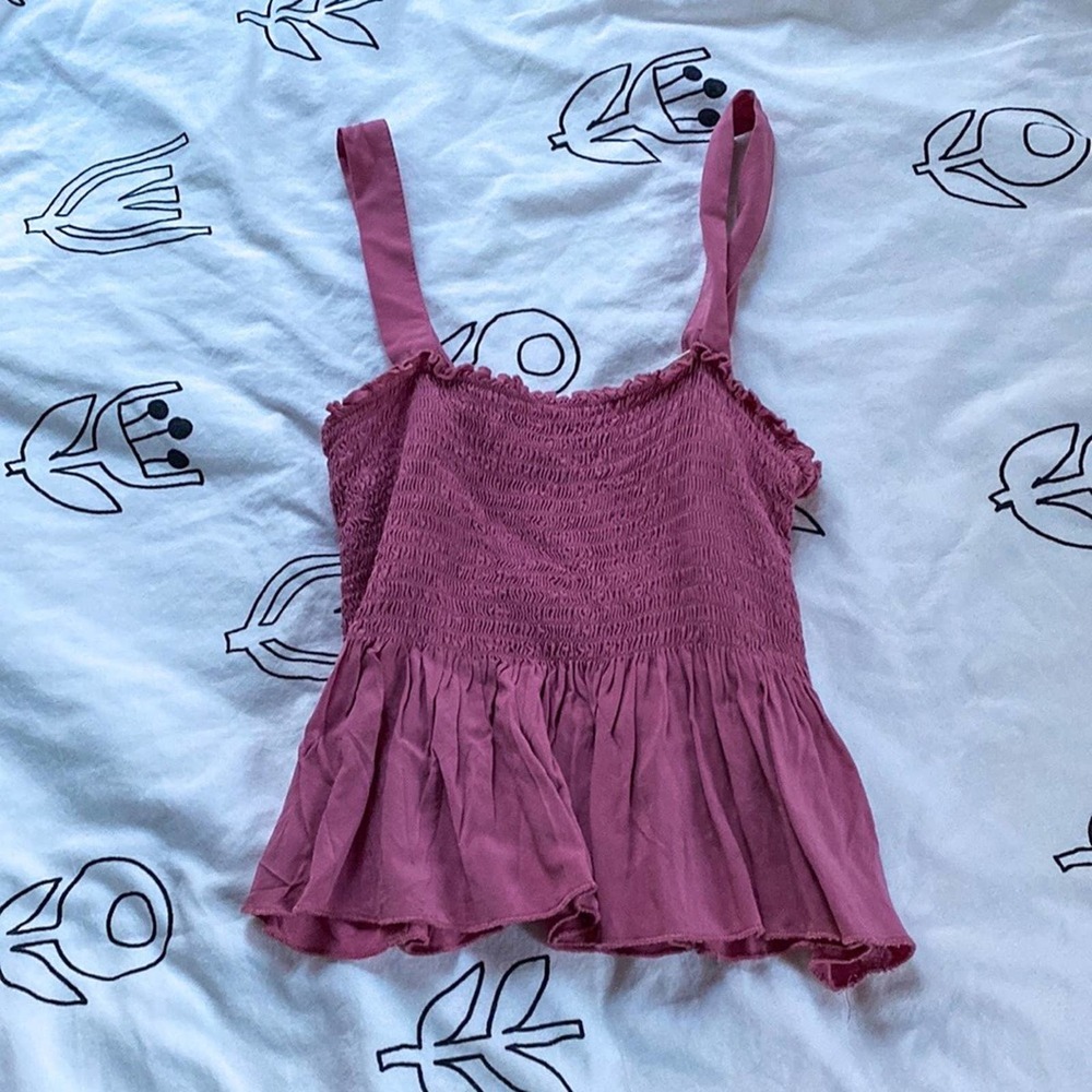 Garage Pink Ruched Tank Top with Removable Straps